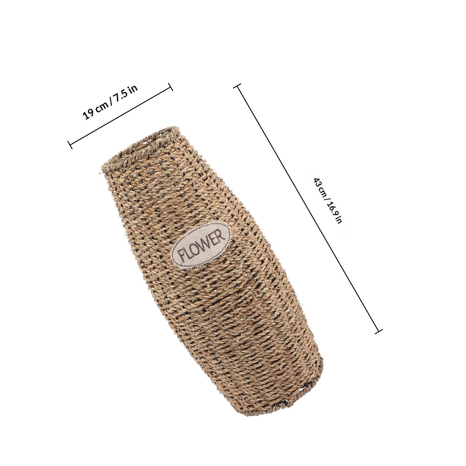 

Woven Rattan Vase Decorative Flower Container for Dry Flowers Bouquets Home Decor Creative Vase for Bedroom Living Room Table хакі