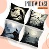 Home Decor Crows And Moon: Mysterious Night Scene Pillow Pattern Cushion Cover Suitable For Sofa Bedroom Car Pillow Cover