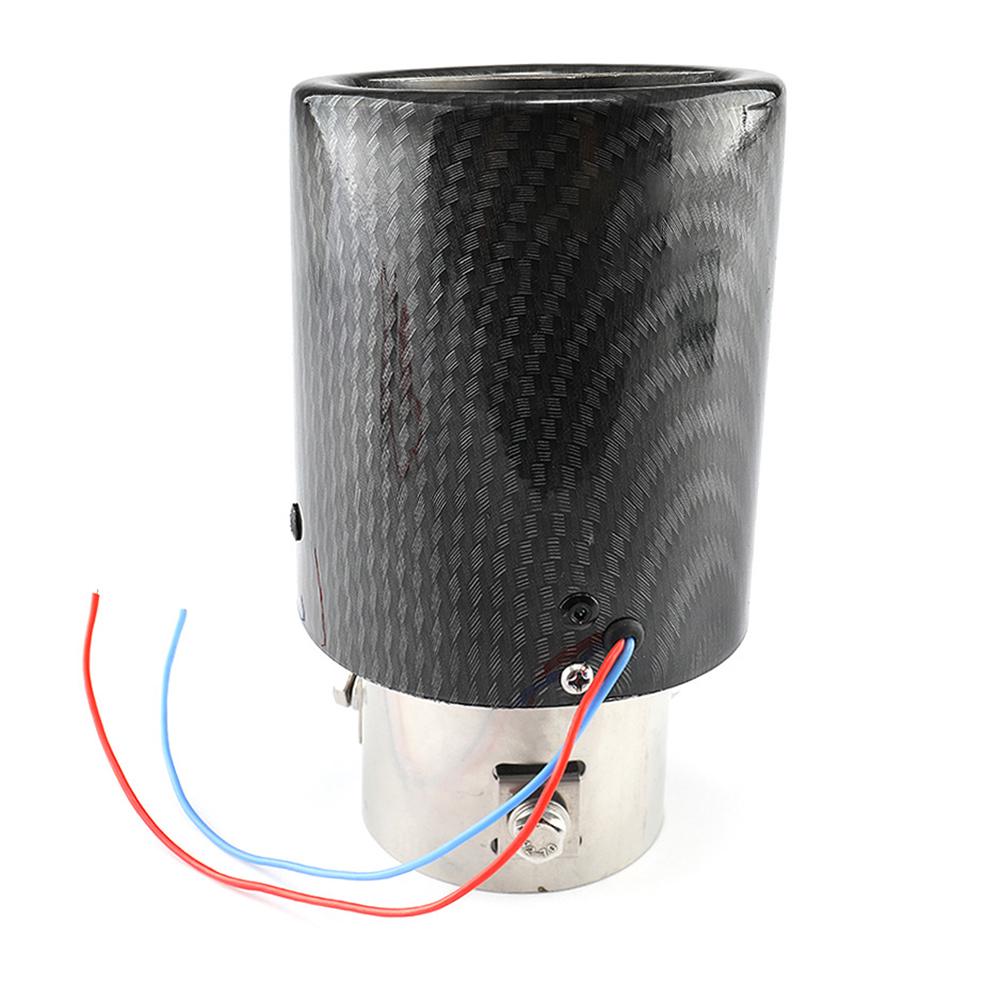 Furulu Universal Carbon Fiber Style Car Exhaust Muffler Pipe Tip LED Light Exhau