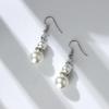 Rhinestone Pearl Necklace, Diamond-Set Bracelet, and Earrings Women's Three-Piece Jewelry Set