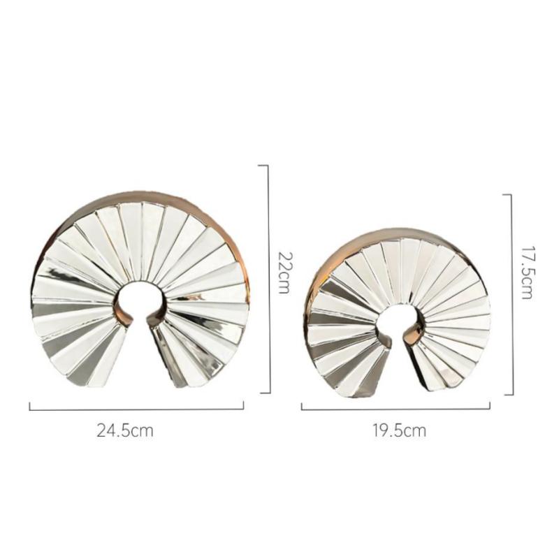 Ceramic Handicrafts Fan-shaped Ornaments Geometric Semi-circular Hollowed-out Sculpture Home Decoration Accessories