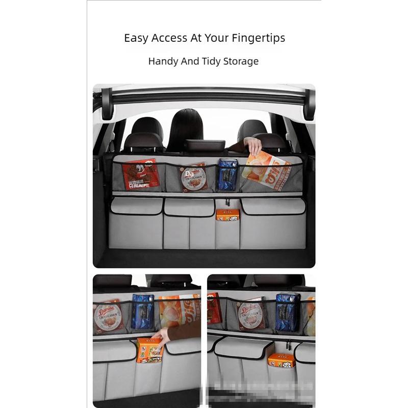 Car Trunk Storage Bag SUV Car Seat Back Hanging Bag Multi Functional Storage Mesh Bag Car Interior Storage Items