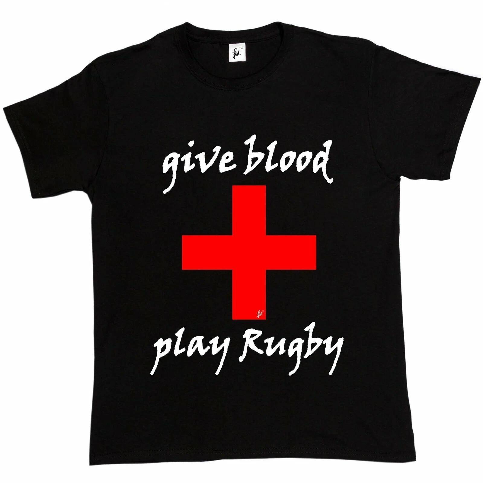 Give Blood Play Rugby Gift Present Christmas Birthday Dad Brother Mens T-Shirt XXL