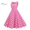 Vrouwenjurk Retro A-lijn Grote Swing Strak Hoge Taille Mouwloos Vierkante Hals Stippenprint Achterkant Rits Contrasterende Kleur 50s 60s Feest Bruiloft Prom Baljurk