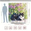 Cute Black And White Cat In Flower Garden Shower Curtain Waterproof Easy To Clean Privacy Protection Print Nature Art Design
