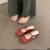 Flat-bottomed French small fragrant bag head half slippers women's shoes wear 2025 new summer Mary Jane half tray sandals