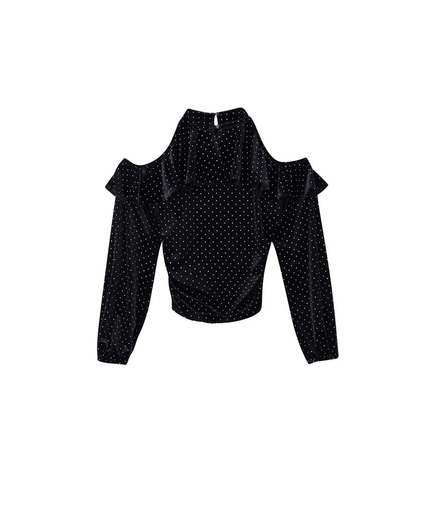 SALON DE YOHN Shoulder Point Velvet Blouse