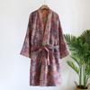 Women Sleeve Spring Autumn Bathrobe Printed Morning Robes Loose Home Wear Sleep Dressing Gowns