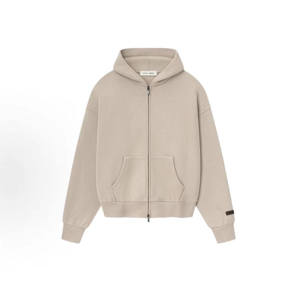 25SS Essentials Unisex Modna Bluza z Kapturem Zapinana na Zamek, Uszczelniona Metalowo, Wyściełana Fleecee na Jesień/Zimę