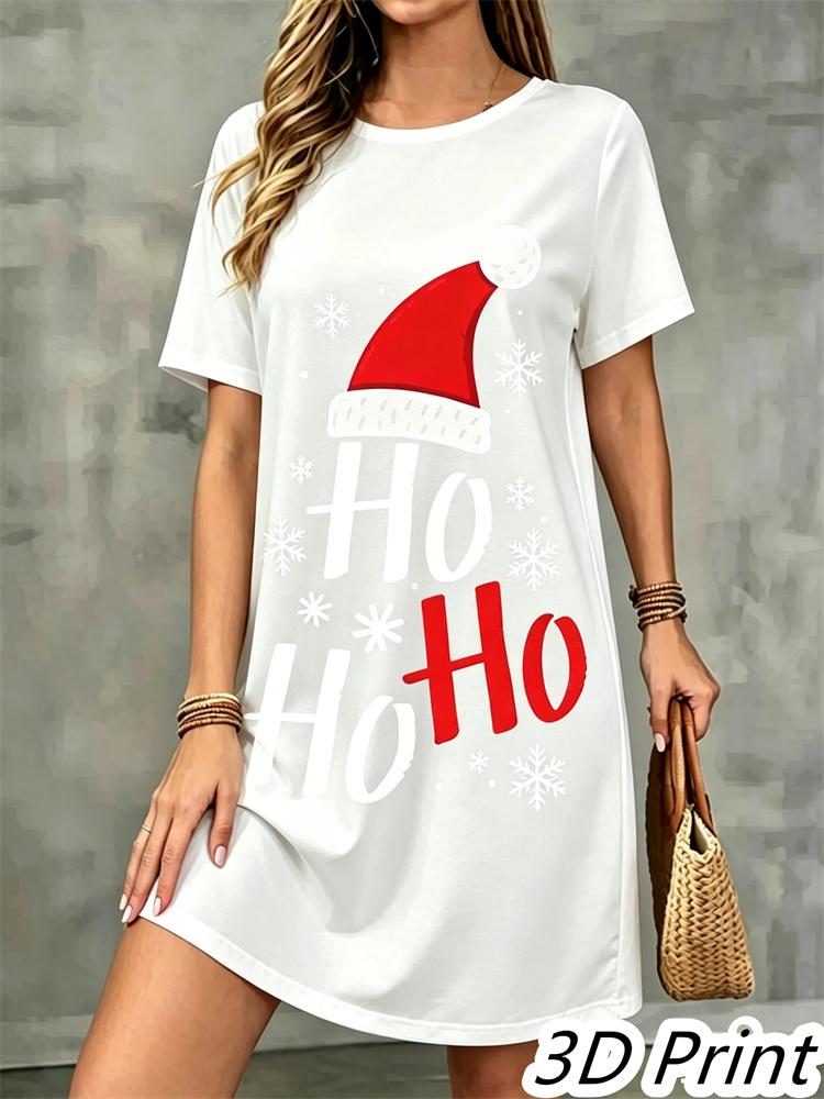 Fashion 3D Print Summer Dress Loose Casual Short Sleeve O-Neck Mini Dress