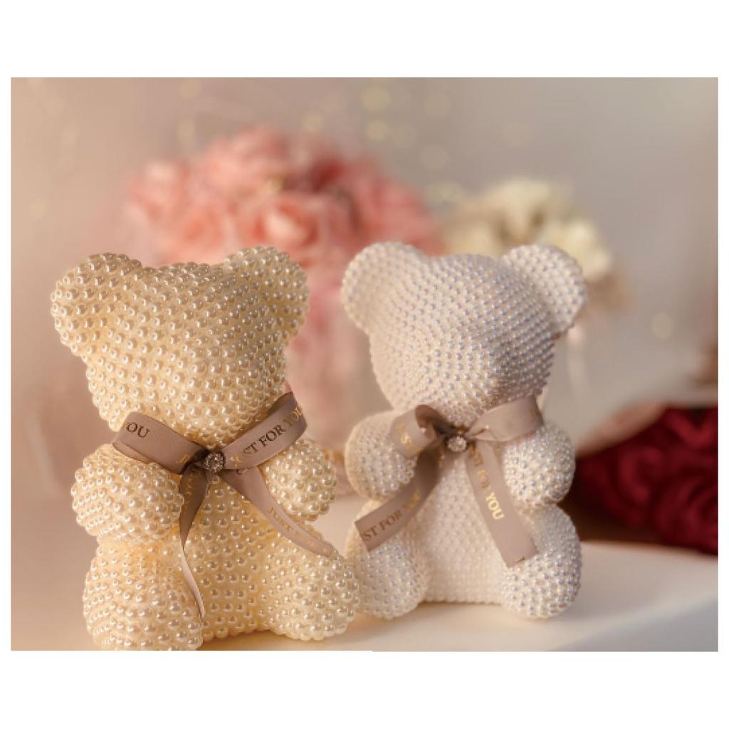 Q-FLA Mini Pearl Bear Plush Ornament, White, Perfect for Gifts and Celebrations, 796241