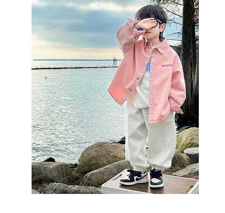 2025 Boys' Denim Jacket - Korean Style, Spring/Autumn, Casual, Thin, Fashionable Top for Kids