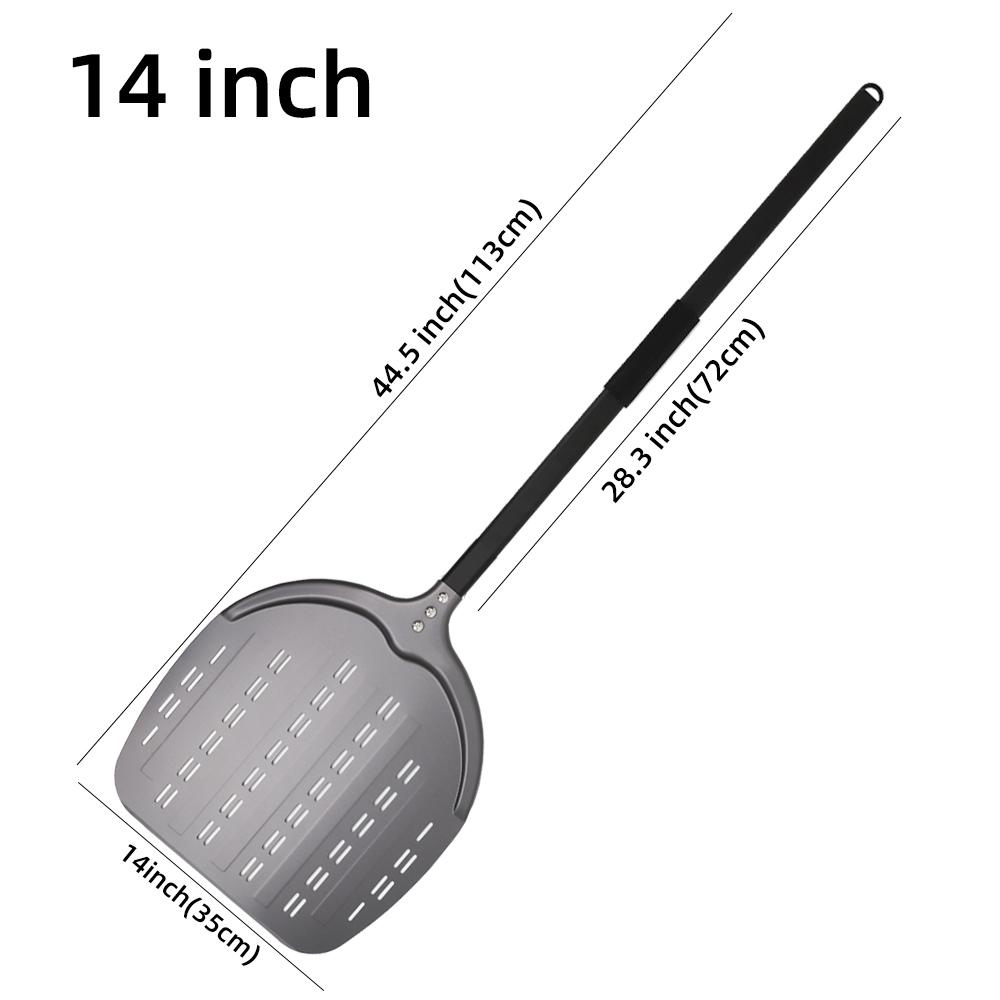 12 13 14Inch Pizza Peel Long Handle Turning Aluminum Pizza Turner Nonstick Baking Tool Perforated Paddle Kitchen Accessory