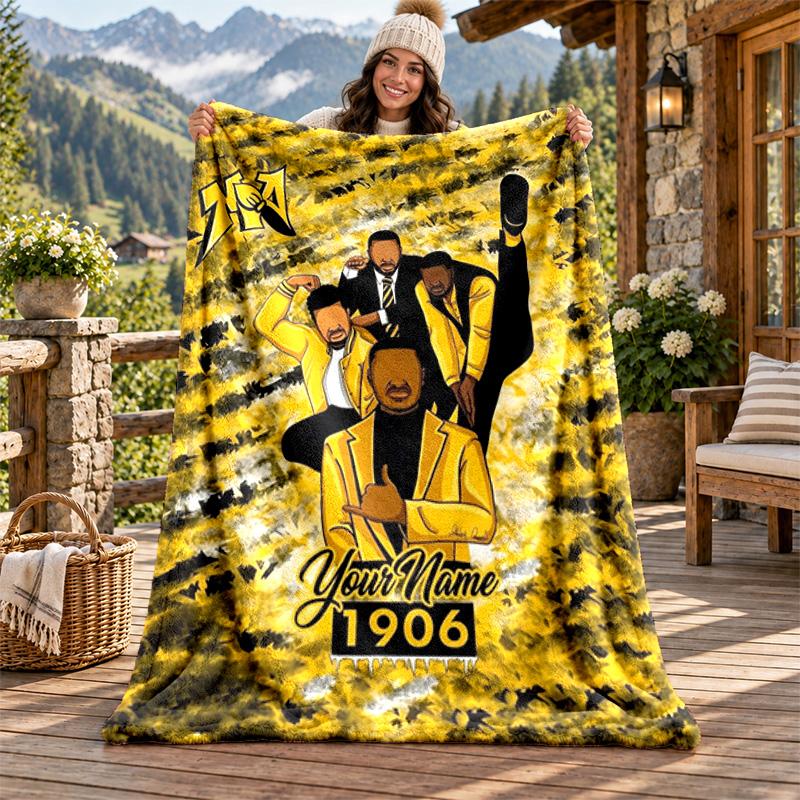 Alpha Phi Alpha Custom Name Flannel Blanket Personalized Soft Warm Plush Throw Blanket Customized Gift for Family Friends
