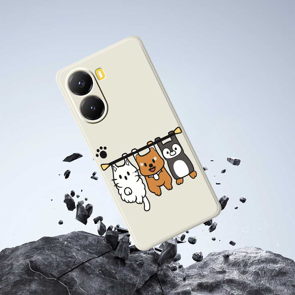 For Xiaomi Redmi Turbo 4 5G/Poco X7 Pro 5G Case Three Animal Dolls Pattern Printing Straight Edge TPU Phone Back Cover