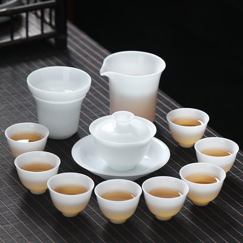 Ice Jade White Ceramic Kung Fu Tea Set