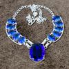Blue Topaz Gemstone Handmade 925 Sterling Silver Jewelry Necklace 18" KKG-433