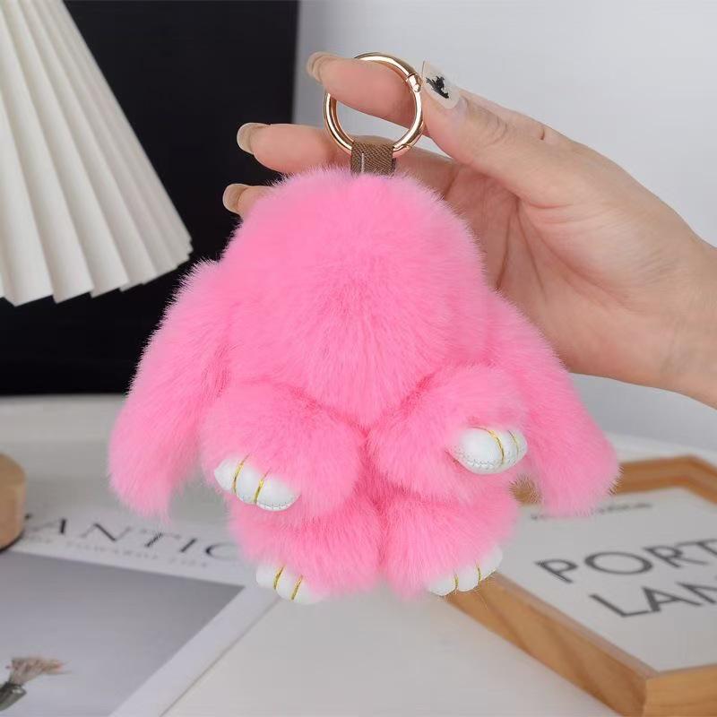 Plush Rabbit Fur Keychain: Cute Rabbit Ornament & Phone Charm