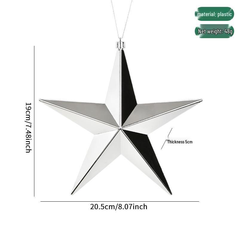 Shiny Electroplated Gold, Silver & Red Five-Pointed Star Christmas Tree Ornaments