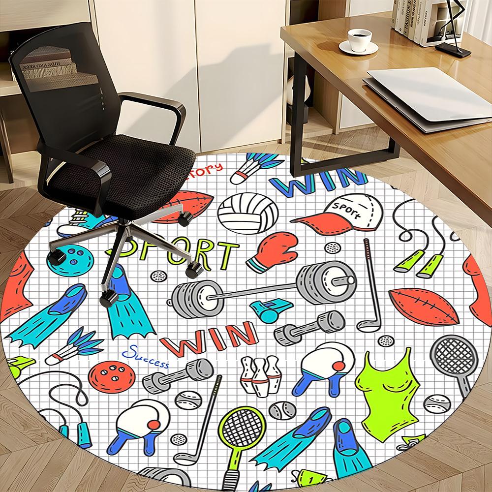 1pc Sports EquipmentChair Carpet for Office, Indoor Non-Slip Washable Polyester Fiber Carpet, Mat For Office, Machine Washable