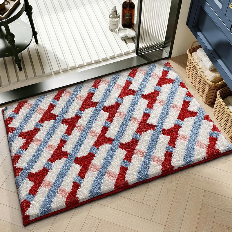Flocked Non Slip Bathroom Mat Super Absorbent Quick Dry Shower Rug Machine Washable Soft Bath Floor Mat for Home Door Mat
