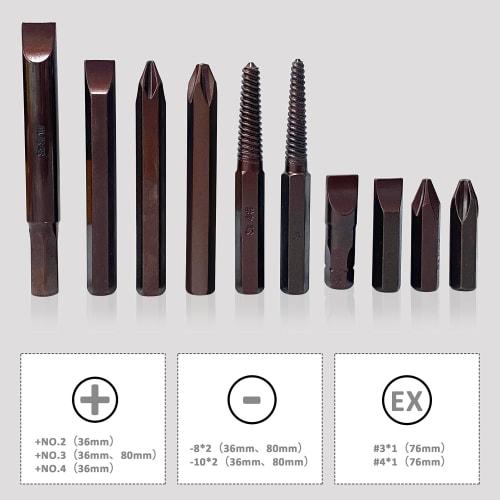 HFS (R) Screw Extractor Bits, Impact Driver Bits, Easily Remove Broken Screws, Stripped Screws, Screw Puller, Repair Tool, 12-Piece Set, 1/2" (12.7mm)