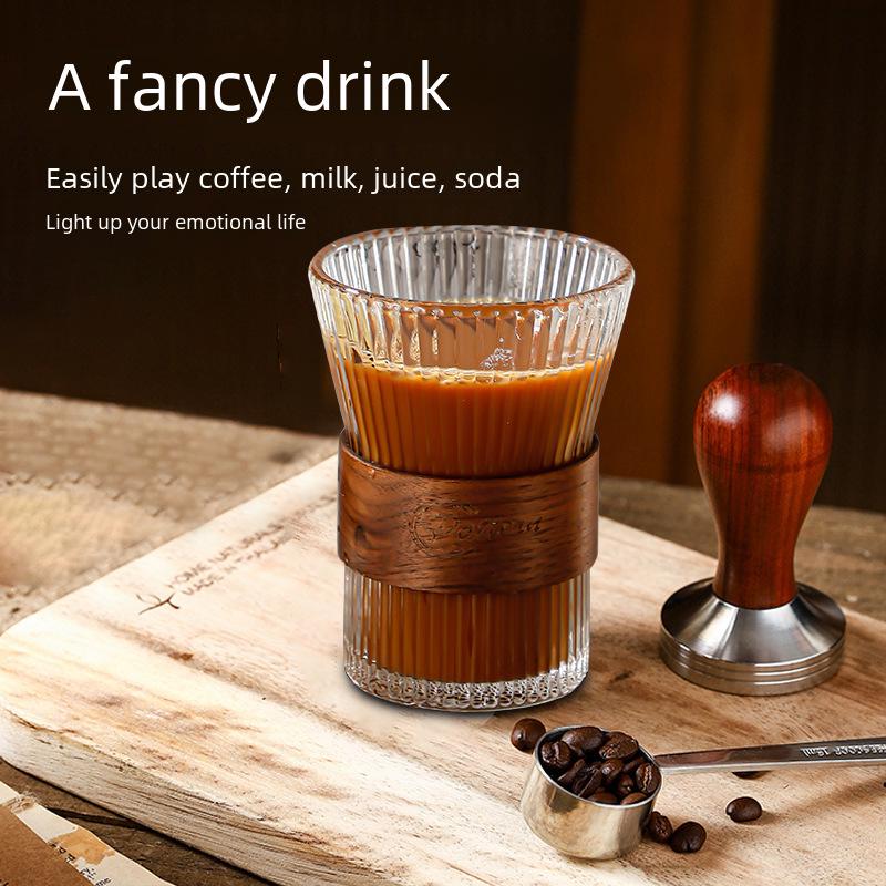High-Value Vertical Stripe Cup with Anti-Scald Sleeve – Japanese Accordion Waistband Style