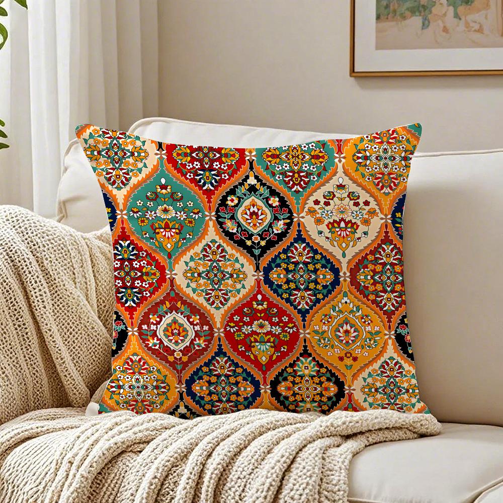MMoroccan Pattern Cushion Cover Linen Pillowcase Soft for Sofa Bed Home Room Decor