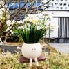 Cute Hanging Planter Pot Resin Hanging Swing Chair Planter Creative Smile Face Flower Container for Indoor Outdoor Plant Holder