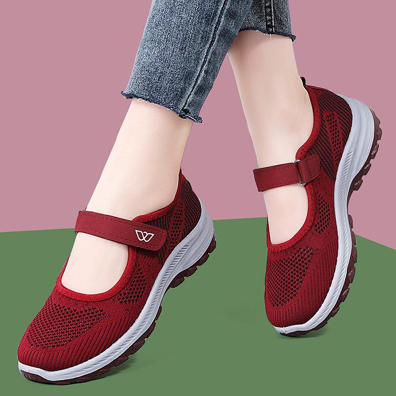 

Summer casual cloth shoes mesh hollow breathable walking shoes large size 41 бордовий