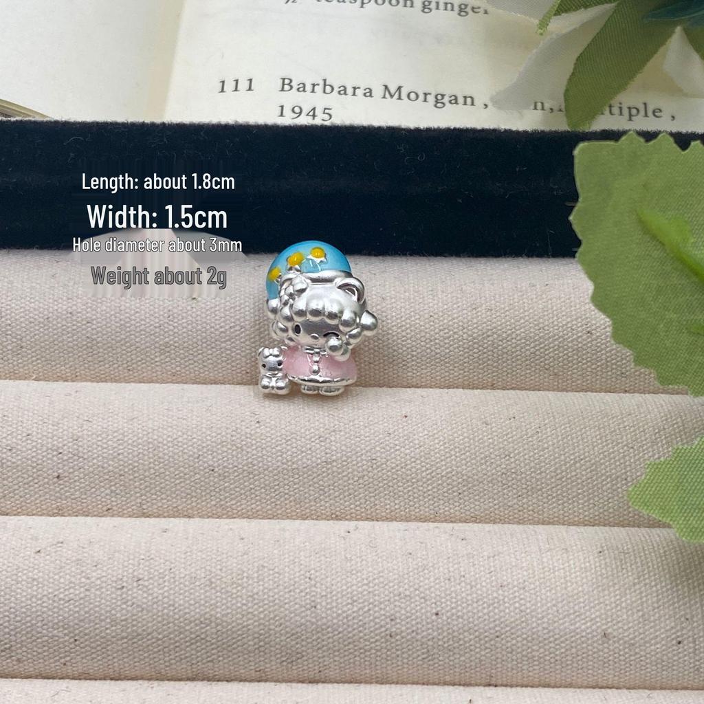 Sterling Silver Cartoon Kitty & Miffy Rabbit Pendant Charm for DIY Bracelet