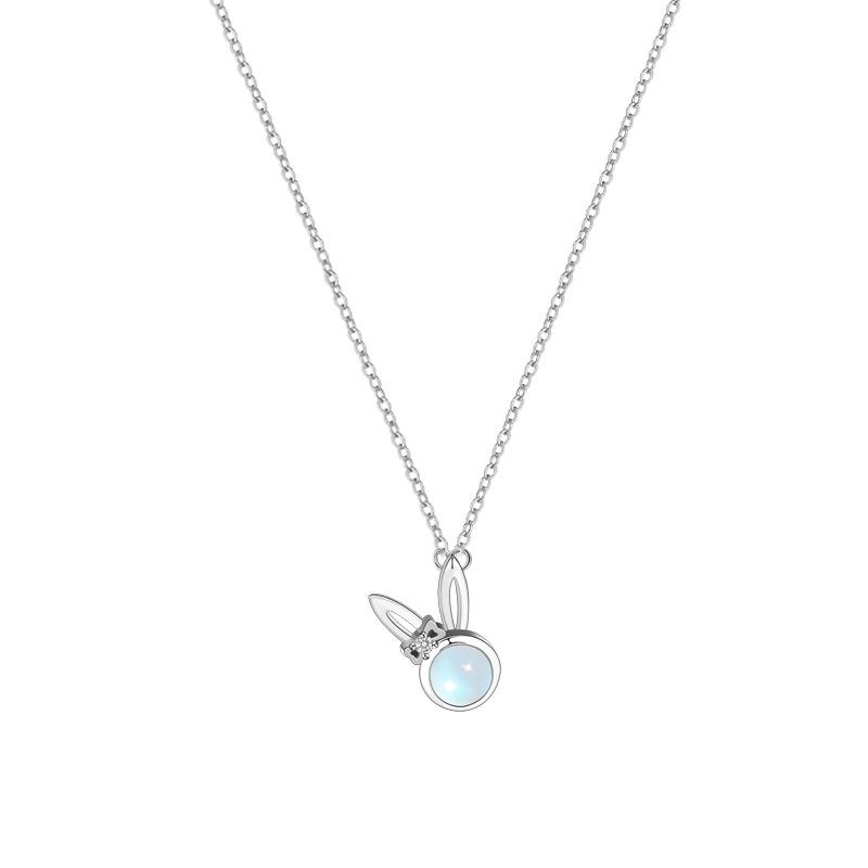 Cosmic Star Blue Necklace with Diamonds Cat's Eye Cute Rabbit Pendant Simple Korean Version Niche Design Sense ins