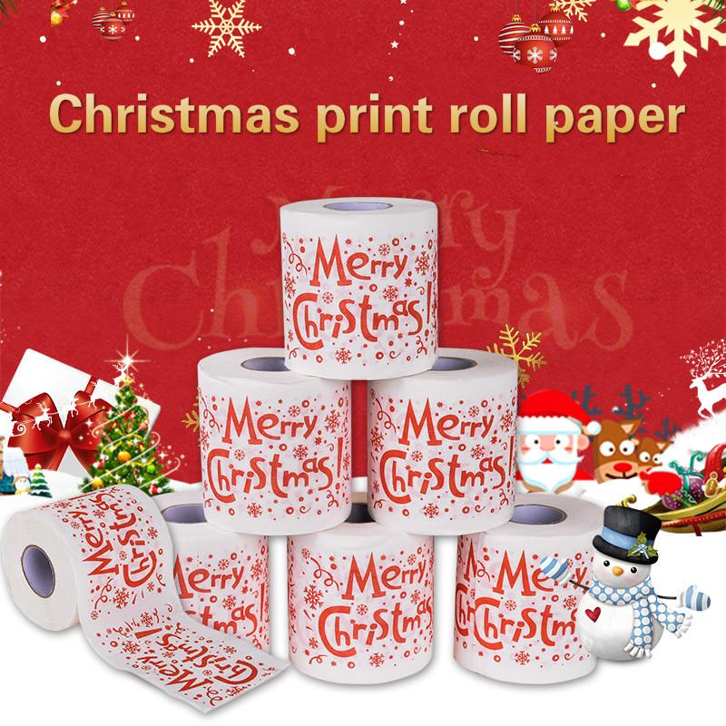 Roll Printing Paper Towel Party Santa Head Toilet Paper Environmentally Friendly Color Printing Pattern Small Roll Toilet Paper