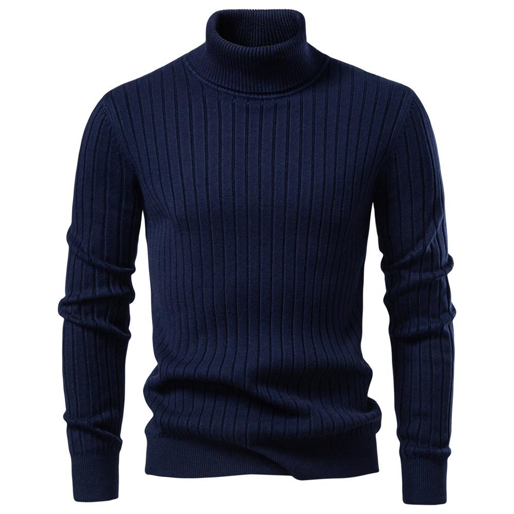 Men S Solid High Neck Pullover Knit Sweater Slim Fit Casual Warm Base Layer S