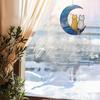 Blue Moon Cat Window Decoration Hanging,Alloy Cat Stained Painting Window Hangings, Acrylic Moon Decoration for Wall Courtyard Gift Pet Animal Cat