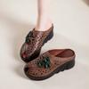 Fashion GKTINOO Flowers Hollow Women Shoes Mom Slippers Summer Peep Toe Wedges Sandals Genuine Leather Lady Slides Platform Shoes Woman