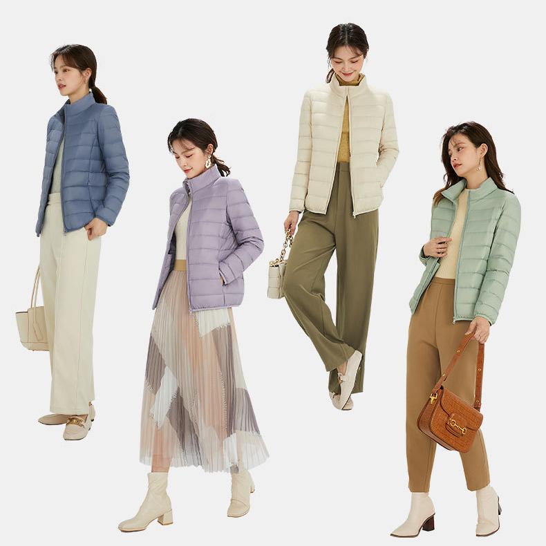 Damen Ultraleicht 90% Weiße Entendaunenjacken Damen Langarm Parkas Weicher Stoff Kurze Oberteile Mantel Windbreaker