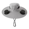 Cappello a tesa larga con doppia ventola, Cappello parasole ricaricabile solare e USB con batteria grande, Cappello ventilato estivo da esterno per Pesca Escursionismo Giardinaggio