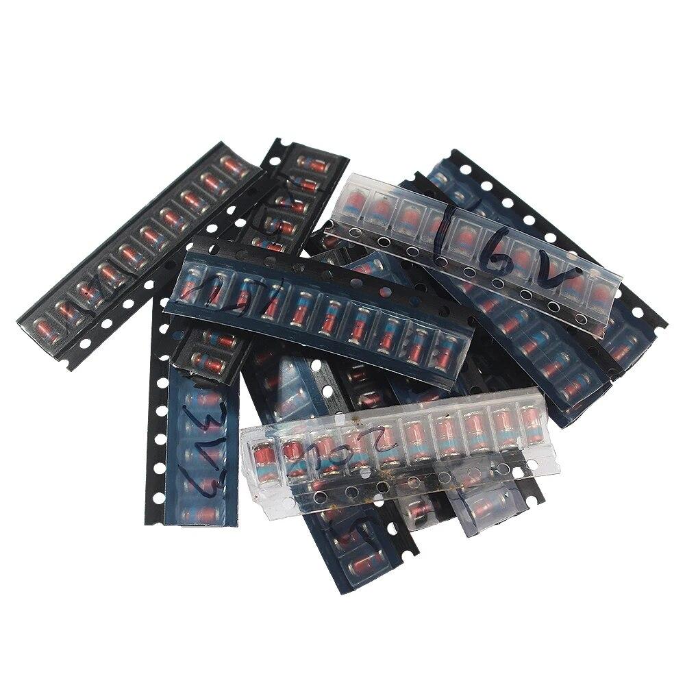 Κιτ Διόδων Zener SMD LL41 130 ΤΕΜ 1W Δίοδοι Ρυθμιστή Τάσης Πακέτο Κιτ Ποικιλίας 3.3V-36V 13 Τιμές*10τεμ=130τεμ