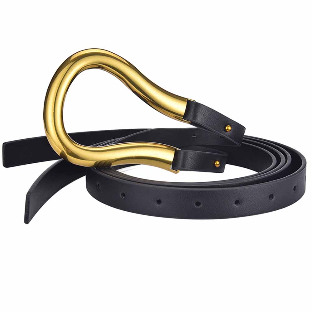 Women Waistband Imitation Leather Retro Style Metal U-shaped Buckle Waist Belt