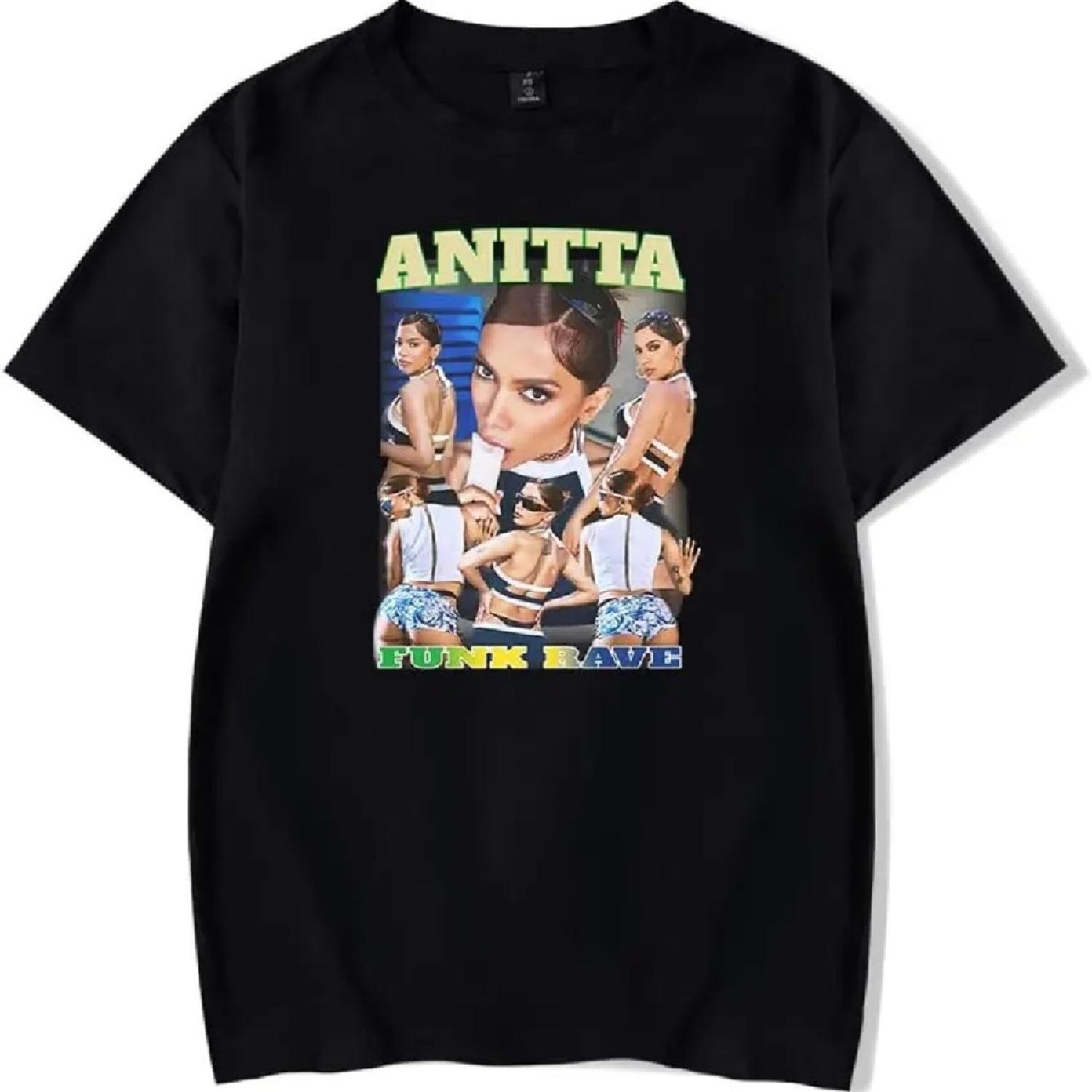 

ANITTA Funk Rave Collage T-Shirt Women Men Summer Crewneck Casual Short Sleeve Tee Singer Merch XXXXXL