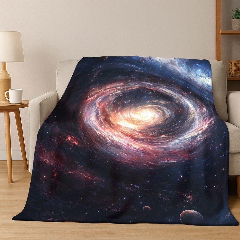 Universe Milky Way Space Stars Galaxy Earth Flannel Blanket Soft Warm Throw Blanket for Bedroom Living Room Bed Travel Camping