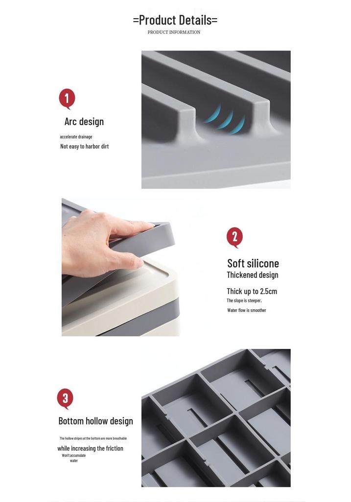 Silicone Multi-functional Kitchen Mat: Sink Splash Guard & Heat-Insulating Draining Mat