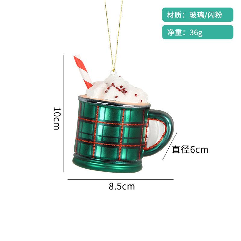 Christmas Decorative Creative Hand-Painted Glass Pendant Fun Cake/Drinks/Food Shaped Xmas Tree Hanging Ornaments New Year Gifts