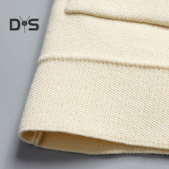 Fall Winter Men Cardigan Sweater Coloblock Turn-down Collar Coat Long Sleeves Pockets Single-breasted Knitted Elastic Jacket