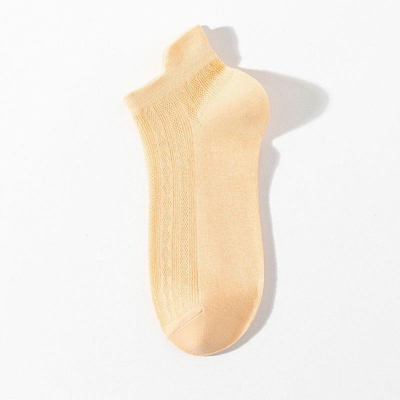 Women's Short Socks, Summer Thin Mesh Breathable Tiel Short Socks, Medium Short Leg, Spring and Autumn Short Shallow Mouth Boat Socks