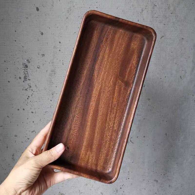 

Chinese Style Black Walnut Wood Rectangular Serving Tray