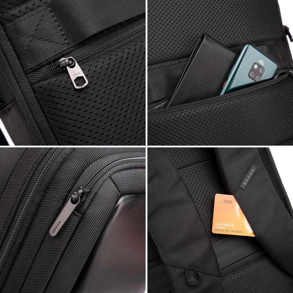 Bange Fashion Men 15"Laptop Backpack External USB Charging Computer Backpacks Anti-theft Waterproof Travel Backpack for Unisex