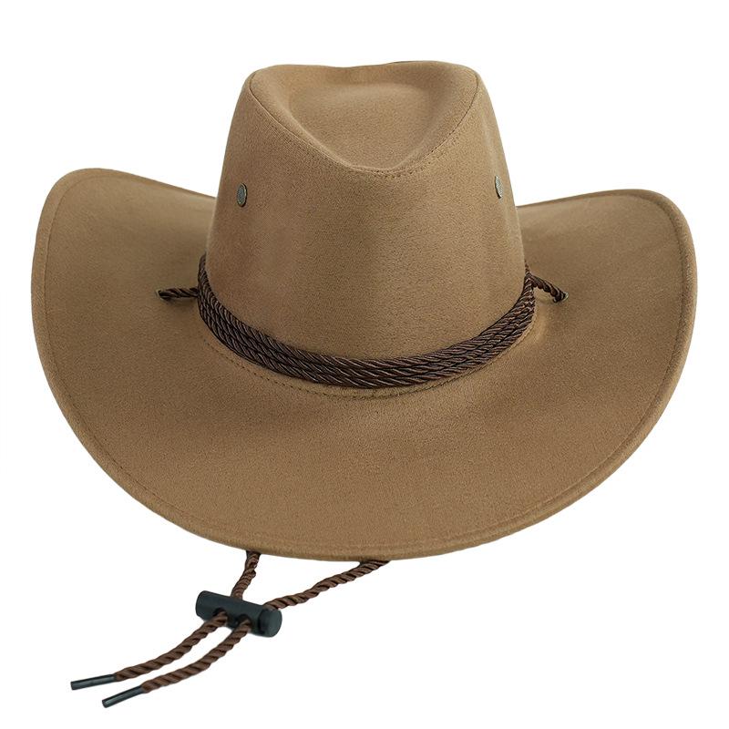 Men's Imitation Suede Western Cowboy Hat for Outdoor Camping & Hiking