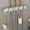 Modern Minimalist Abs Bathroom Wall Mount Mop Holder With Strong Clips And Hooks For Home Organization